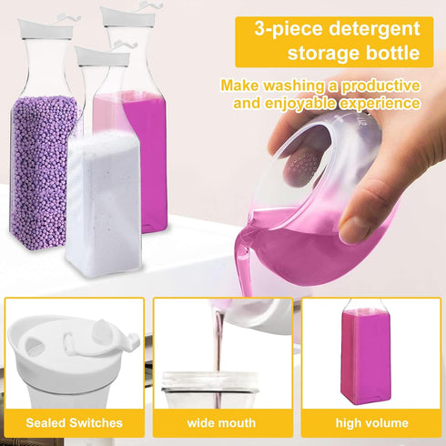 Dispenser,50oz Storage,3 Pack Laundry Detergent Powder Laundry Detergent Container,Fabric Softener Dispenser Laundry