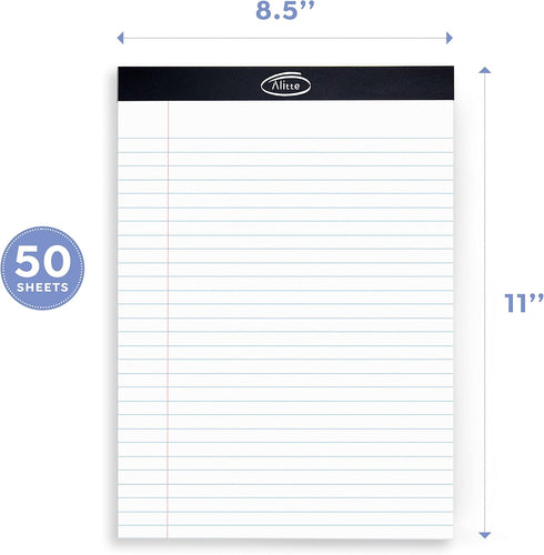 Legal Notepads 8.5 x 11, Pack of 3 - Perforated Wide Ruled Writing Pad, 50 Sheets Per Notebook