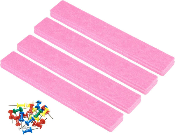 PATIKIL Felt Bulletin Board Bar Strip, 8 Pack Self Adhesive Wall Pin Bulletin Board with Push Pins