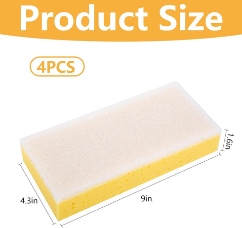 RUBII 4 9 Inch Pcs Drywall Wet Sanding Sponge, Washable Double Sided Drywall Finishing Sponge, Reusable Drywall Sanding