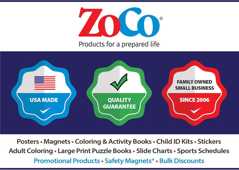Safety Magnets ZOCO Handwashing Poster, Wash Your Hands Sign for Kids, Laminated 12x18, Classroom Decor