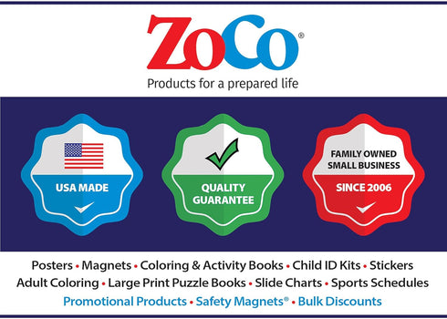 Safety Magnets ZOCO - 7 Healthy Daily Habits Poster for Kids, Laminated 12x18 Hygiene Chart for Classrooms