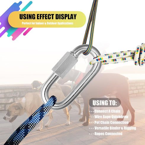 40Pack Heavy Duty Chain Links, 1200lbs Capacity 5/16” Quick Link Locking Carabiners for Safe Chain, Gym, Hammock
