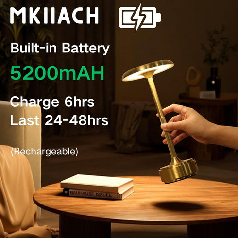 MKIIACH 5200mah Cozy Dimming, 3 Small Table Lamp With Battery - Rechargeable Desk Lamp For Nights, Usb-C Fast Charging