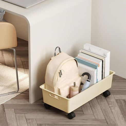 Under Desk Rolling Cart,Strong Plastic Space Saving Handle Design Storage Trolley for Office Dormitory Bedroom