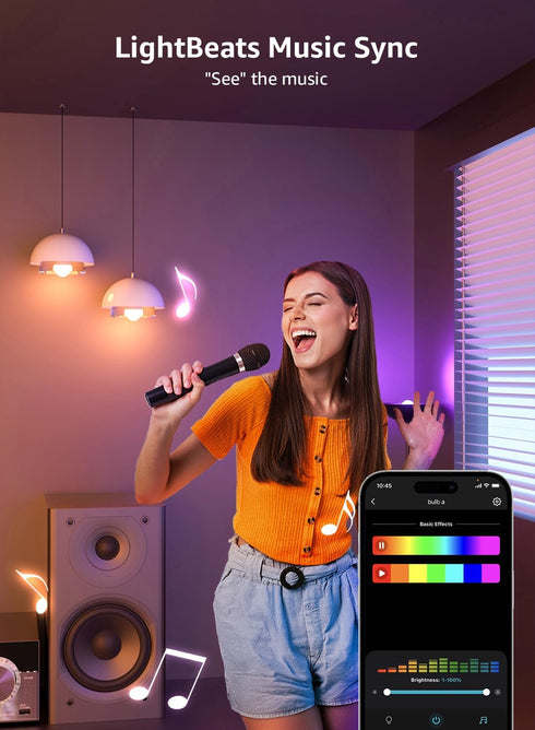 Lepro B1 AI Smart Light Bulbs, WiFi & Bluetooth RGBWW Color Changing LED Bulb, 4 Packs