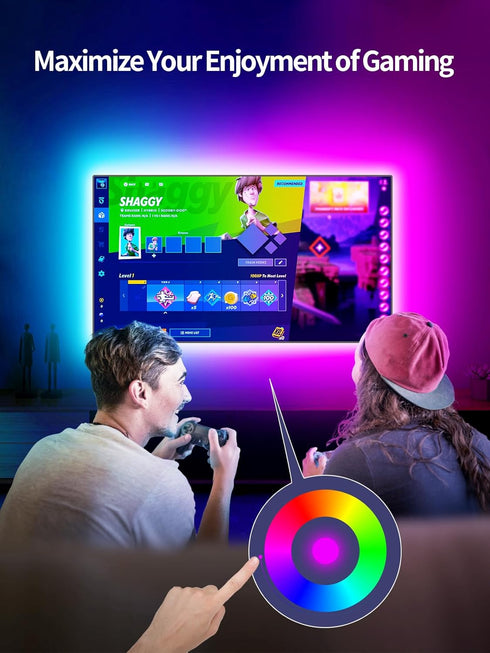 TV LED Backlight, 9.84ft LED Lights for 32-43in TV - RGB TV LED Lights with Music Sync Bluetooth APP and Remote