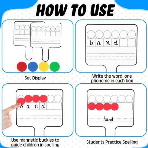 Seajan 9 Pcs Magnetic Paddle Set, Education Dry Erase Double Side Handheld Answer Board with Magnetic Counters for Kids