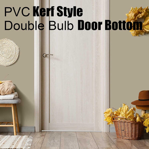 Pushglossy 1 36" 1-3/4" Pcs Double Bubble Kerf Door Sweep Wide Vinyl Weatherstrip Seal for Exterior Doors, Energy