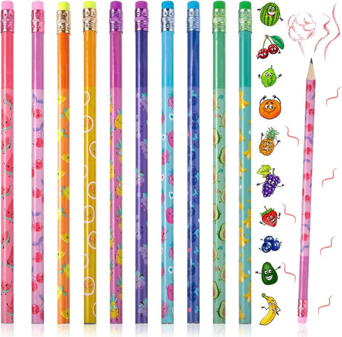 Outus 40 Pieces Scented Pencils with Eraser, HB Graphite Pencils with Fruit Elements for School Stationery