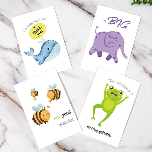 Hunanyume 4x6 Inch Graduation-20 Pack Funny Thank You Cards with Envelopes & Stickers - Cute Animal Pun Assorted Blank