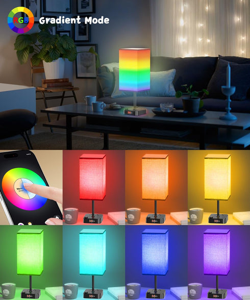 16 Dimmable RGB Table Desk Lamp with Million Colors & Music Sync | Smart Color Changing Nightstand Light Stepless