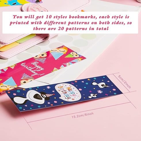 Tenare 100 Pieces Happy Birthday Bookmarks - Laminated Imaginative Colors and Patterns for Classroom Supplies