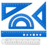 Triangular Ruler Set, 4+1 Pieces Aluminum Alloy Ruler, Metal Drafting Ruler for Student School Office Supplies (Sky