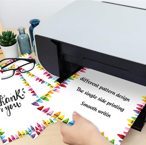 80 8.5 11 Whaline Sheets Colorful Crayon Border Stationery Paper Cute Letterhead Letter Writing Paper Single-Sided