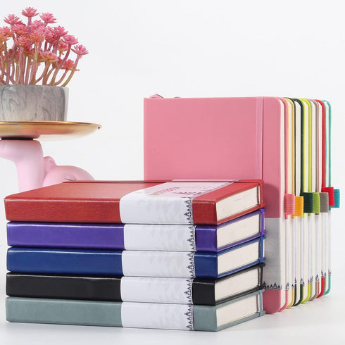 Blank Paper Notebook - 280 Pages A5 Journal with 100gsm Thick Blank Paper, Hardcover, PU Leather, Gray Blue