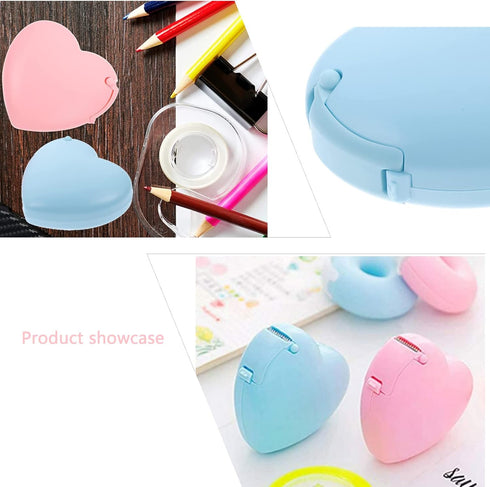 Candy Color Tape Dispenser, Cute Heart-Shaped Tape Organizer for Home Office or School Supply (2Pcs Heart)