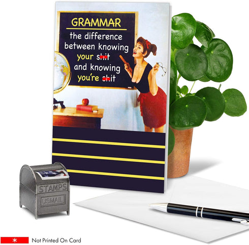 NobleWorks Humorous Birthday Greeting Card, 5 x 7 Inch Envelope (1 Card) - Bday Grammar Birthday 4126
