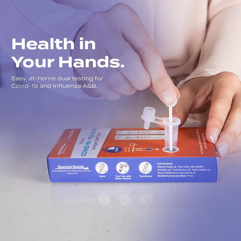 3-in-1 15 (2 Pack) SpeedySwab COVID Test and Flu Test Combo - Rapid Antigen At-Home Kit, Flu A and B, OTC Nasal Swab