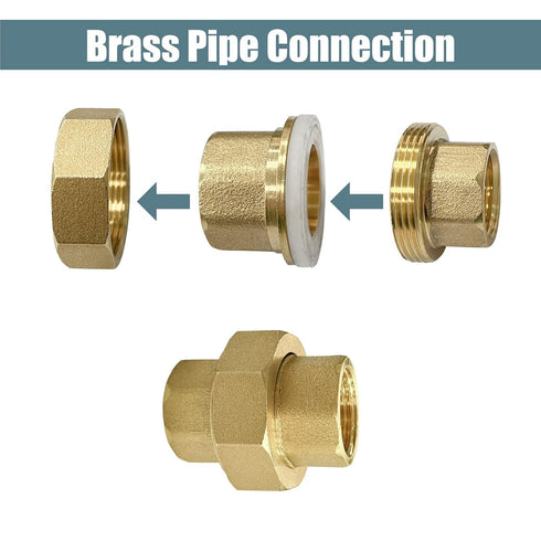 Aolemi Brass Pipe Fitting Coupling, 1/2" x 1/2" Female Pipe Fittings Union, 2 PCS NPT Female Fitting Threads Adapter