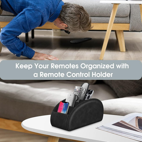 Large Remote Control Holder with 5 Compartments, KENOBEE Anti-slip Desktop Caddy Storage Organizer for Phone, Remote Controllers, Office Supplies, Makeup Brush, Media Accessories, Black by KENOBE