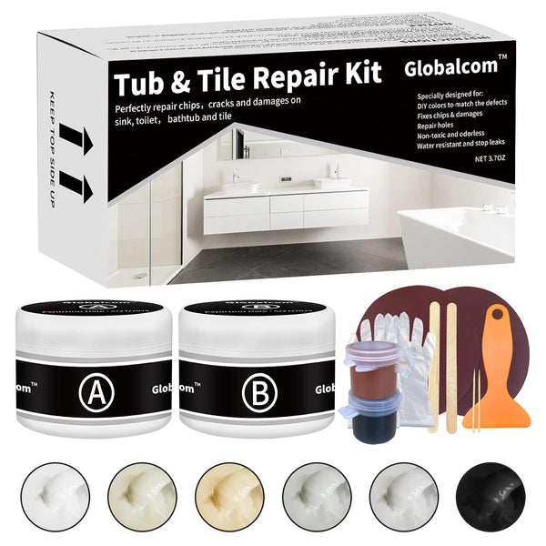 Tub and Fiberglass Shower Repair Kit, 3.7oz Porcelain Sink and Acrylic Bathtub Repair Kit for Cracks and Chips