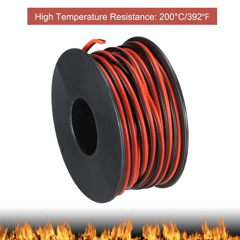 MECCANIXITY 26 Gauge 2 Conductor Parallel Silicone Wire, 26AWG Stranded Tinned Copper Wire Spool 10m