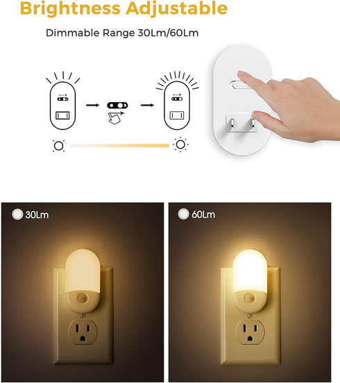 4Pack, 3000K 30/60LM L LOHAS LED Motion Sensor Night Light, Motion Activated Night Light, Warm White, Night Lights Plug