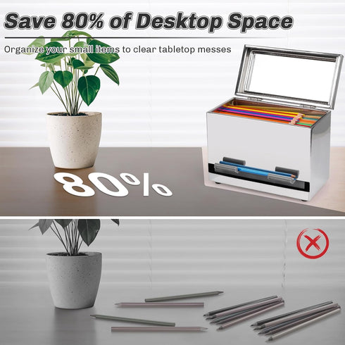 Stainless Steel Pencil Dispenser/Pen Holder for Classroom, Home, Restaurant for Bulk Pencils and Straws Storage