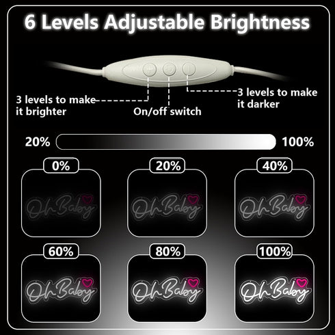 Dimmable Powered16.5"*6.9" Oh Baby Neon Sign for Backdrop,White LED Light Up Sign for Boy and Girl Baby Shower Gender