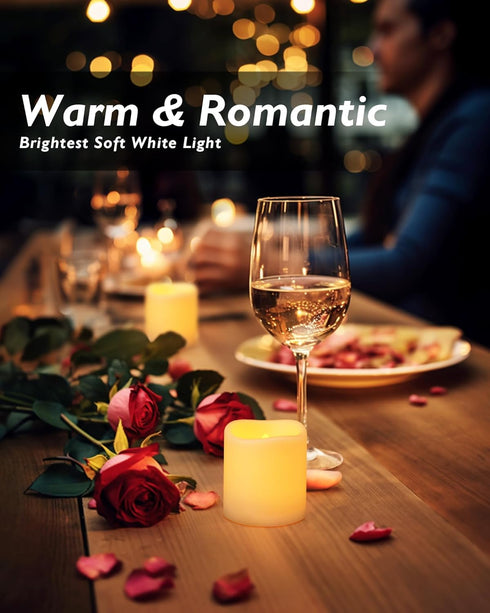 Homemory 12PCS Flickering Flameless Votive Candles, Battery Operated LED Tealight Candles for Wedding, Table (Battery