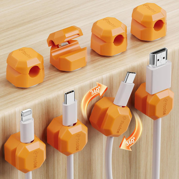 Yocice 8 Pack Spring Cable Clips,Rotatable Cord Organizer Desk Cable Management Cord Holder