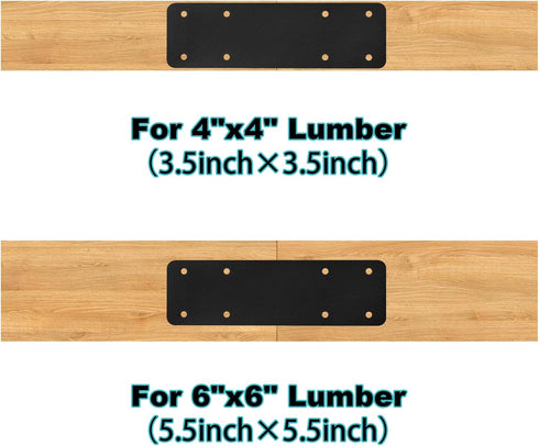 2pcs Post to Beam Connectors, 10"X3" Straight Steel Flat Plate, Black Powder Coated I Strap for Wooden House Repair
