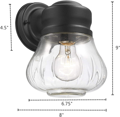 1 9" Transitional Light Textured Black Outdoor Wall Sconce Height