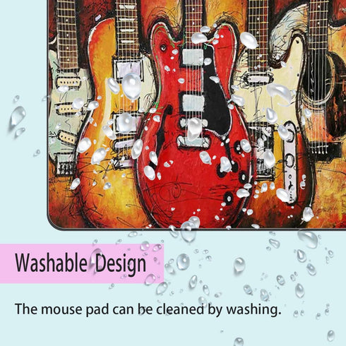 Gaming Mouse Pad Customized Tapestry Guitar Design Non-Slip Rubber Base with Coaster Set for Office and Gaming