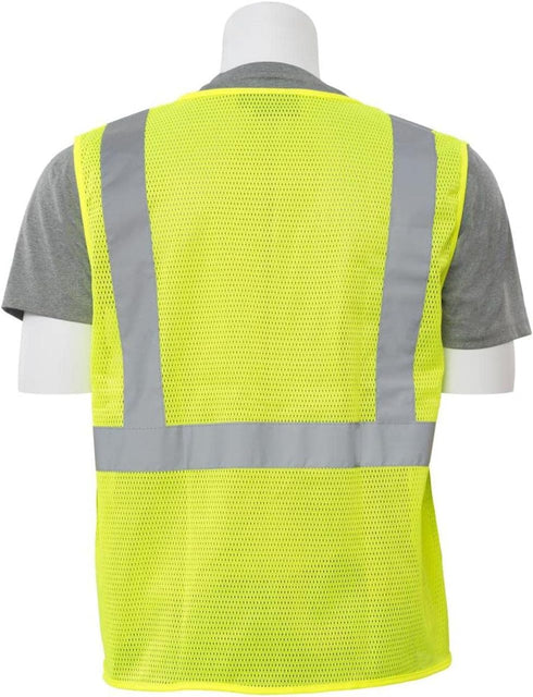 ERB Delta Plus S363P Class 2 Zipper Mesh Vest with Pockets - Hi Viz Lime / 5XL (WEL61653HL5X)
