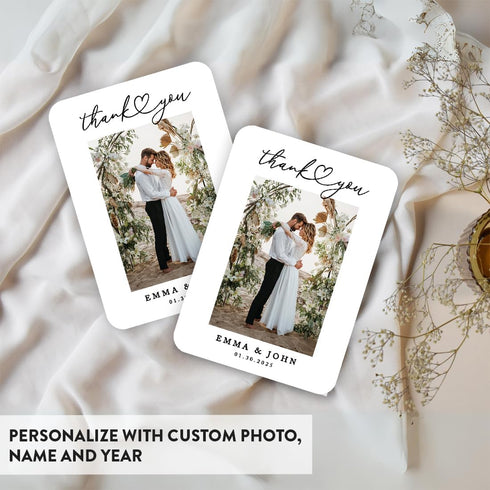 5x7-Inch 24-Pack Andaz Press Personalized Photo Wedding Thank You Cards with Envelopes, Wedding Thank You Card