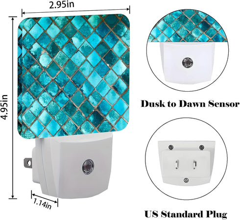FSHVQKD Turquoise Blue Night Light,Plug Into Wall Decor for Stairway,Hallway,Kitchen,Dusk to Dawn Sensor Nightlights