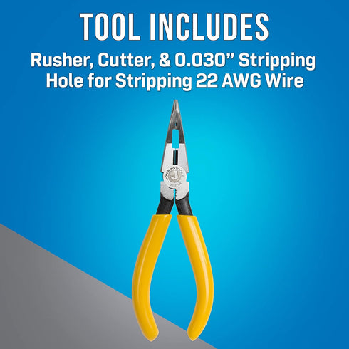 Jonard JIC-22148 Combo Crimper Long Nose Plier, Yellow Plastic Handle, 6-7/8" Length