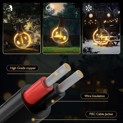 100ft G40 Bulbs(34+3 Bulbs), Outdoor String Lights LED Hanging Globe Patio Lights with Shatterproof Spring Easter Gift
