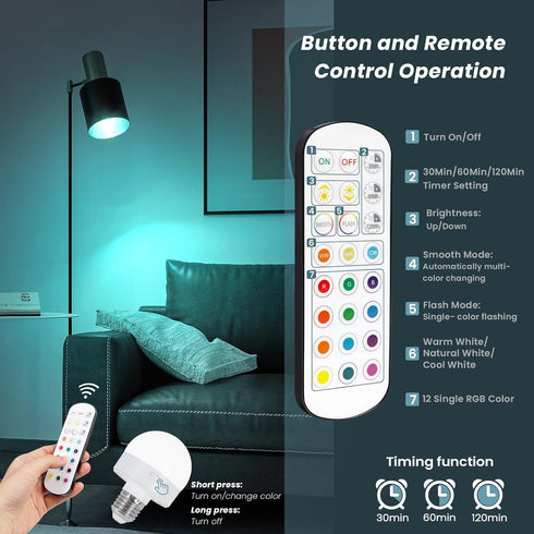 Ovyiech Bulbs 15 Bulbs dimmable Bulb Sconce,2 Pack Rechargeable Battery Operated Light with Remote Control,Timer