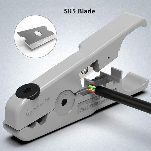 Yankok S501B Cable Stripping and Cutting Tool Gray with Adjustable Blade Depth for UTP, FTP, STP, CAT5/5e CAT6/6a