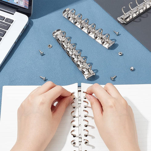 BENECREAT 4 Pcs 6 Holes A7 Ring Binder Mechanism Replacement Kit with Screws