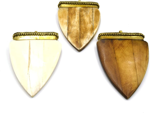 Bone Arrow Pendant | Ox Bone Arrow Shaped Focal Pendant with Dotted Gold Cap | Tusk Pendant | Horn Pendant | Light
