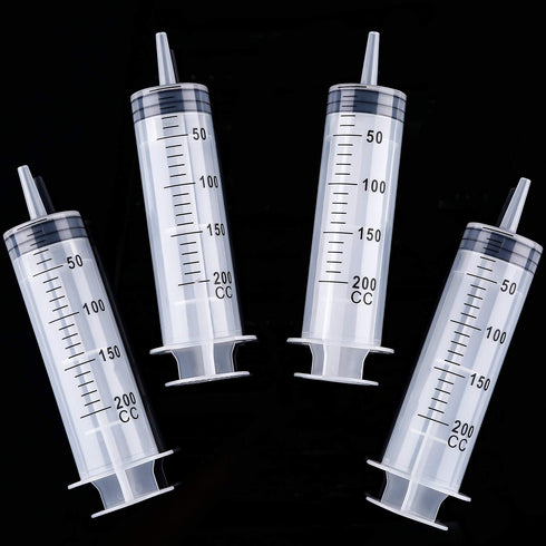Frienda Large Plastic Syringe Tools, 4 Pack Measuring Dispensing Syringe (200 ml) for Multiple Uses