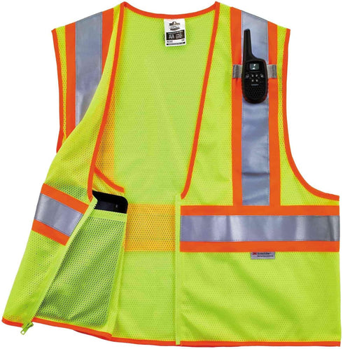 Ergodyne Class 2 Safety Vest, Two Tone Mesh, Lime, Large-X-Large