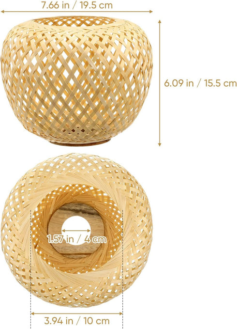 7.67 Inch UPKOCH Woven Bamboo Lamp Shade Pendant Light Cover Rustic Rattan Ceiling Lamp Shade for Home Bedroom