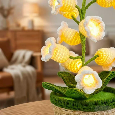 QUELIEN Crochet Flower Lamp,Lily of The Valley Lamp,Crochet Gifts for Women Mom Girlfriend,Unique Gift for Birthday