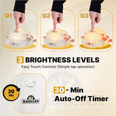 NAVAZAR 3-Level Dimming, 30-Min Baby Night Light for Kids, Cute Nursery Night Light Lamp, Toddler Portable Night Light
