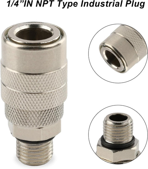 FORNAX 2-Way Straight Air Manifold Splitter with 2 Couplers and 1/4" NPT Male Plug